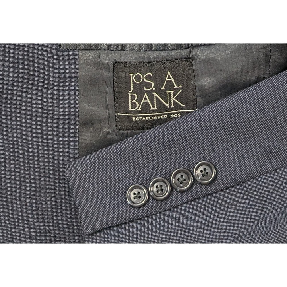Jos. A. Bank SigBlazer Sport Coat Sport Jacket 100% Wool 39R Blue Crosshatch‎